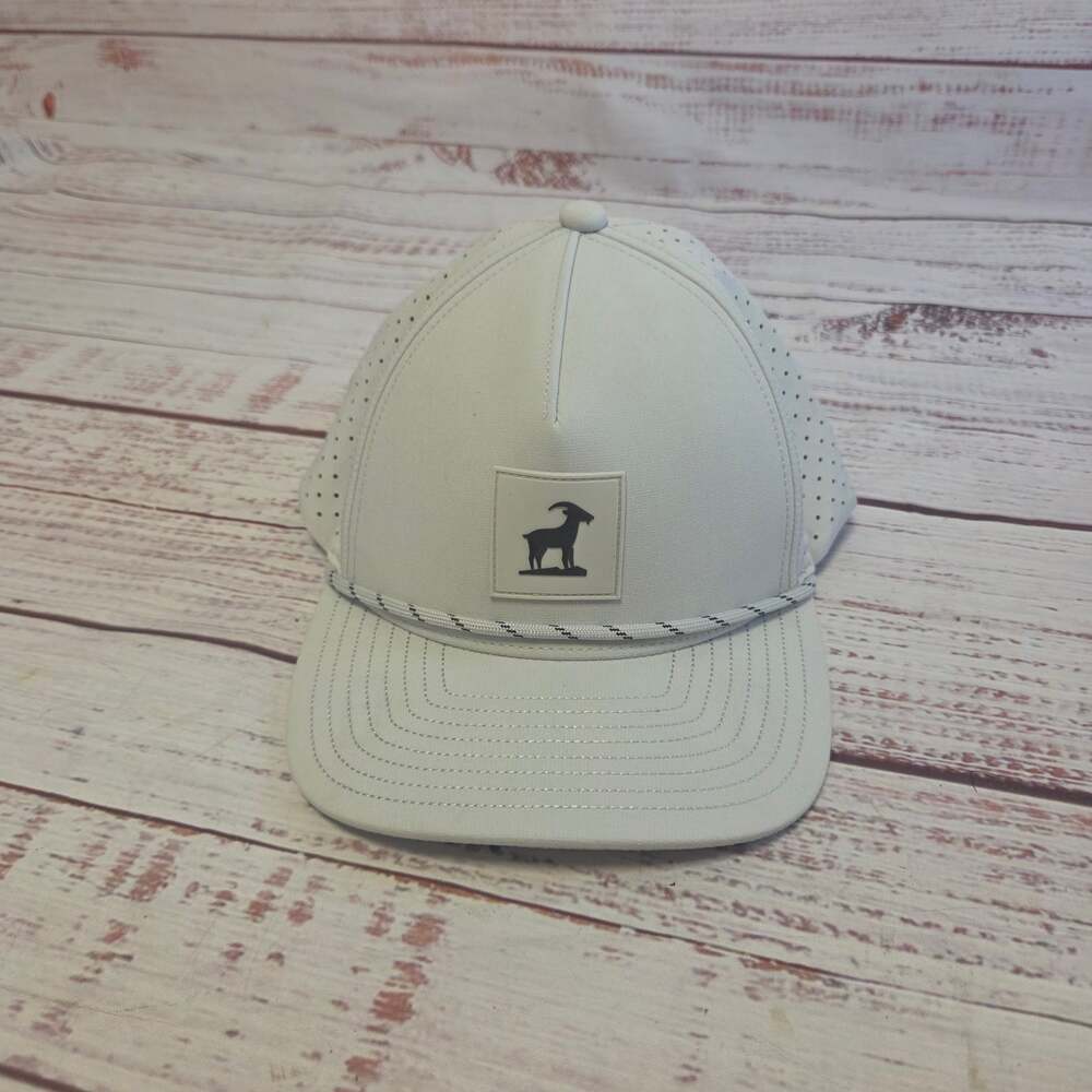 Iron Goat Kabra Golf Hat White Perforated Adjustable Baseball Cap